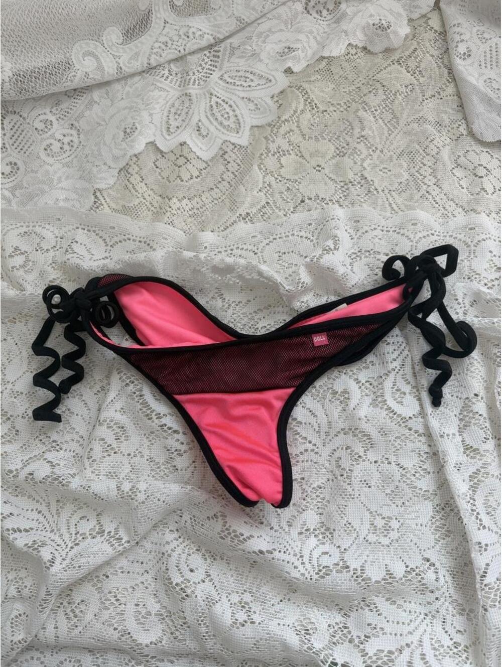 Doll Beauty Women's Pink and Black Bikini-and-tankini-bottom